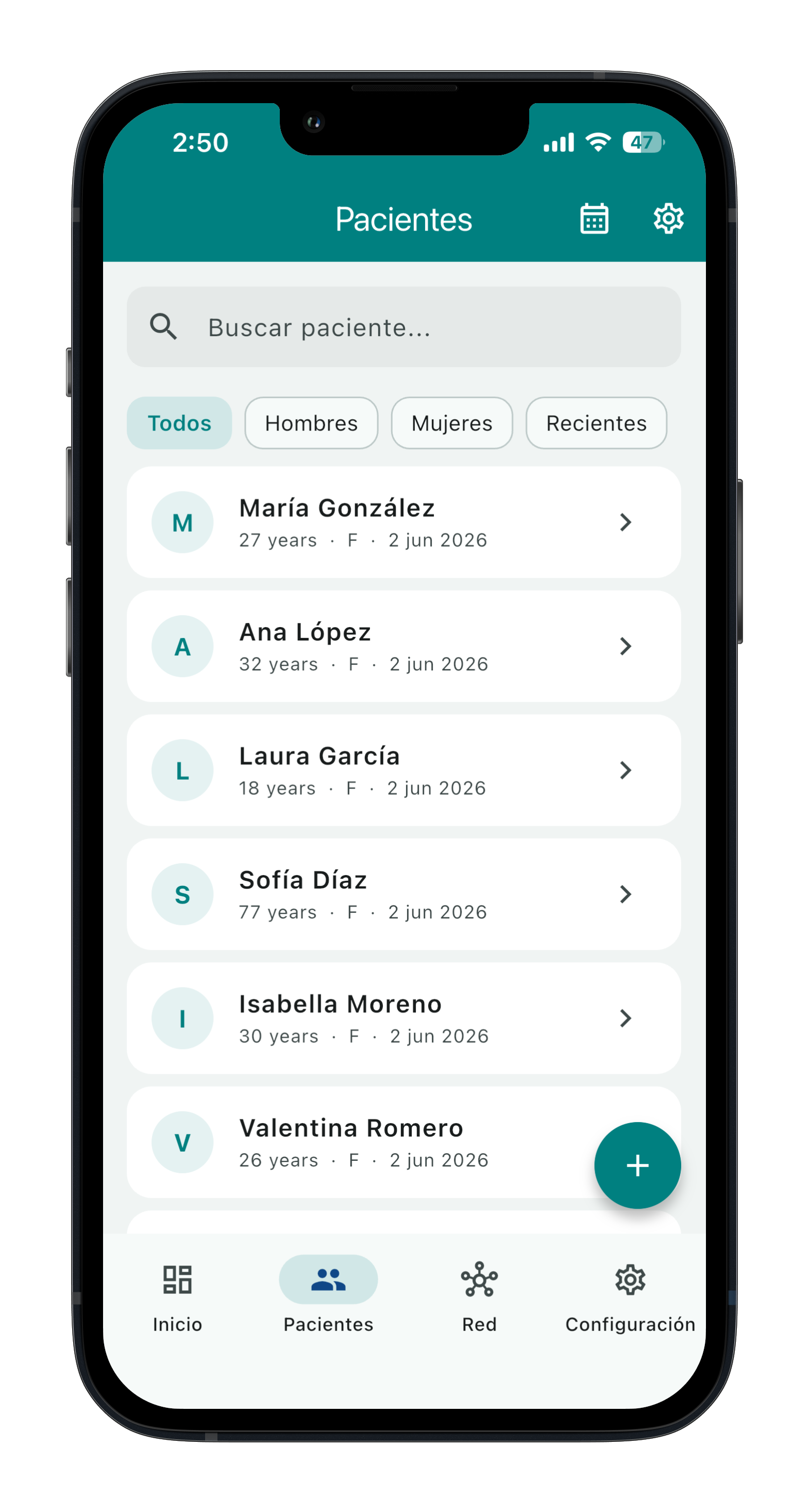 Lista de pacientes